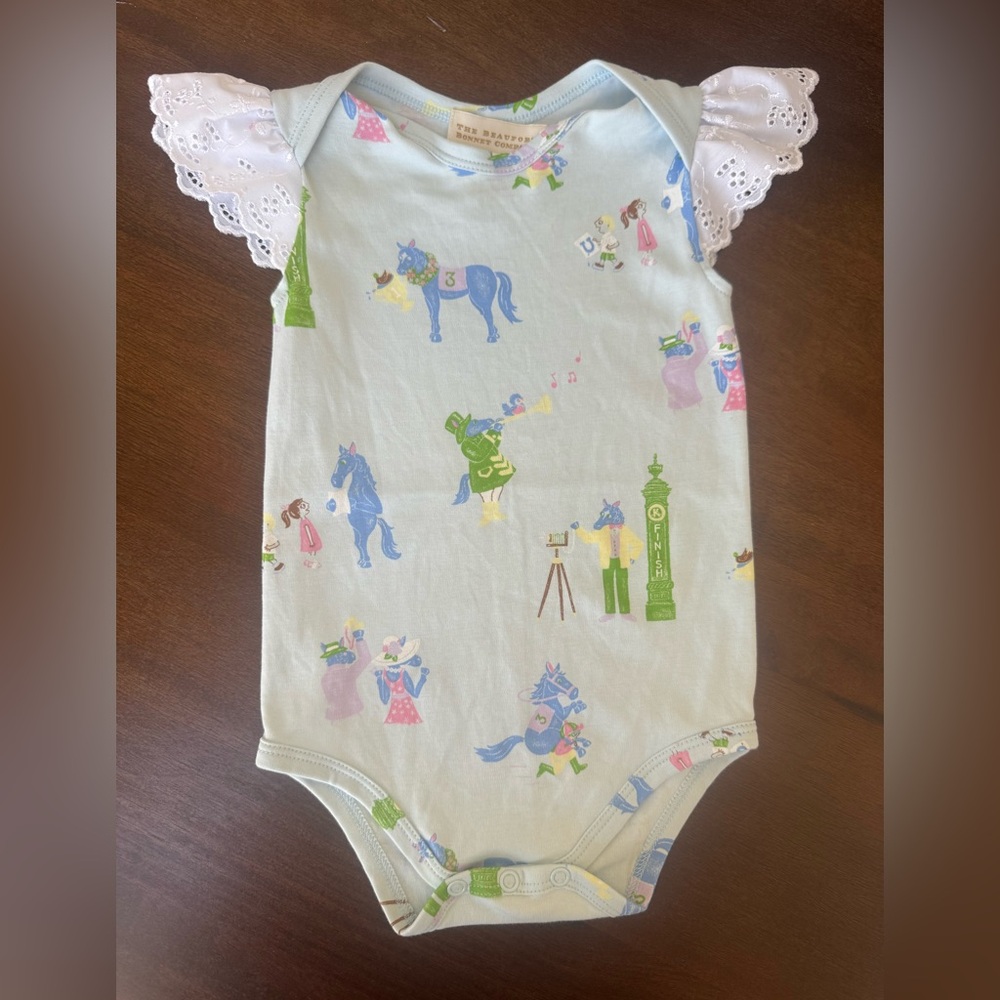 The Beaufort Bonnet Company Pastel Bodysuit with Horse Print